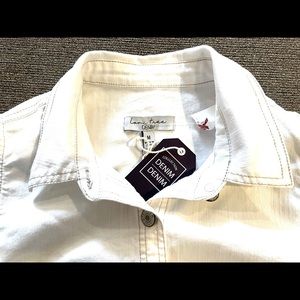 NWT ladies size medium sleeveless white jean dress